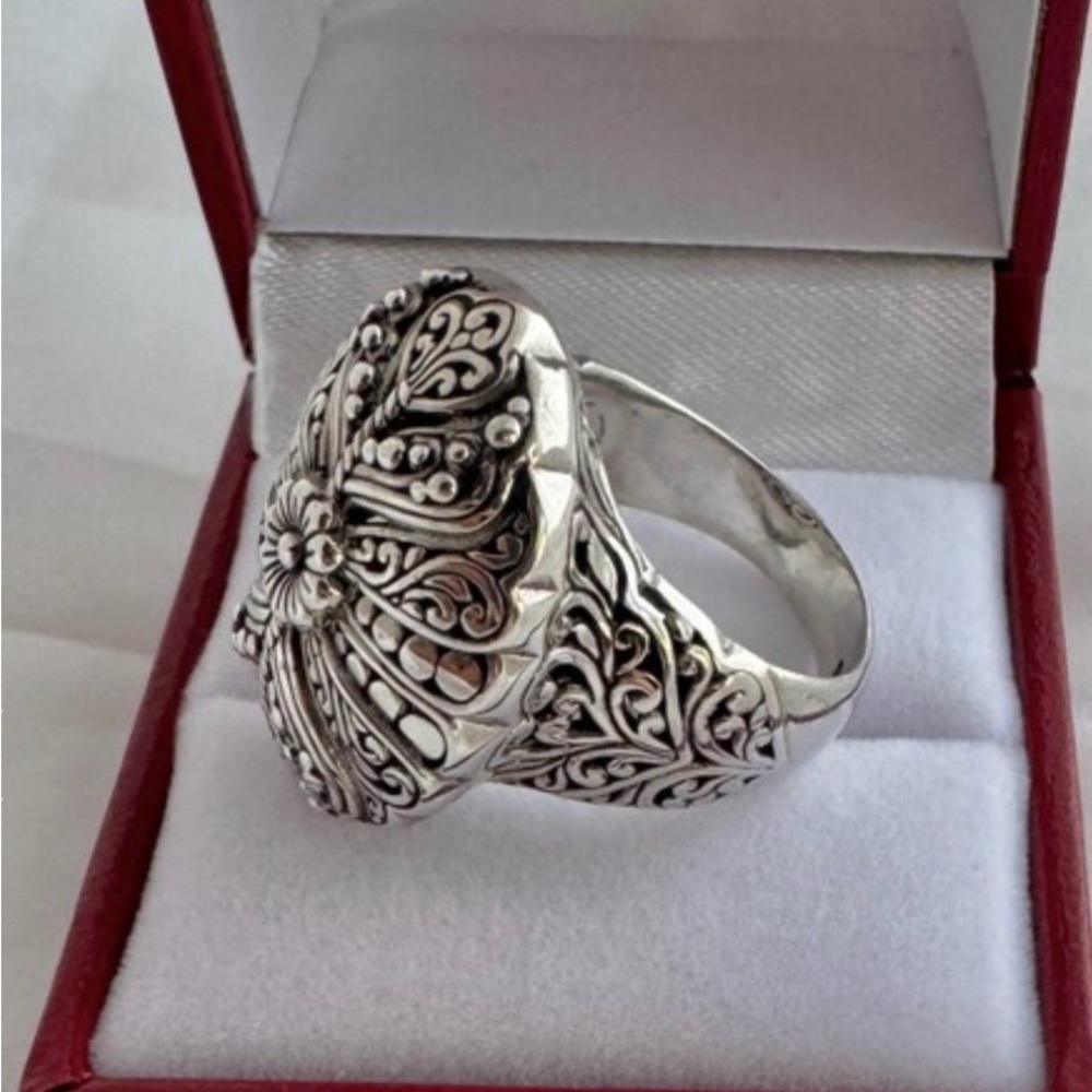 NEW SARDA Artisan Collection 925 Silver Floral Filigree Statement Ring - Picture 5 of 9